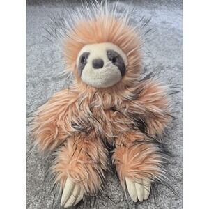 Aurora World Sloth Plush Long Hair Light Orange Black 14" Stuffed Animal Toy